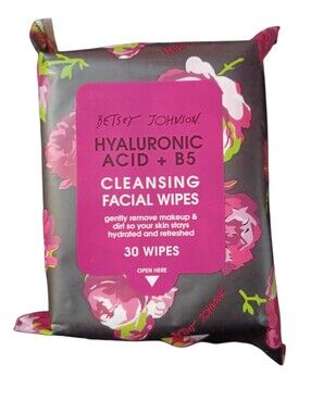 Betsey Johnson Hyaluronic Acid + B5 Cleansing Facial Wipes 30 Count New